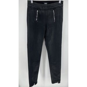 PAIGE Wax Coated Skinny Black Jeans Size 24‎ Zipper Accents